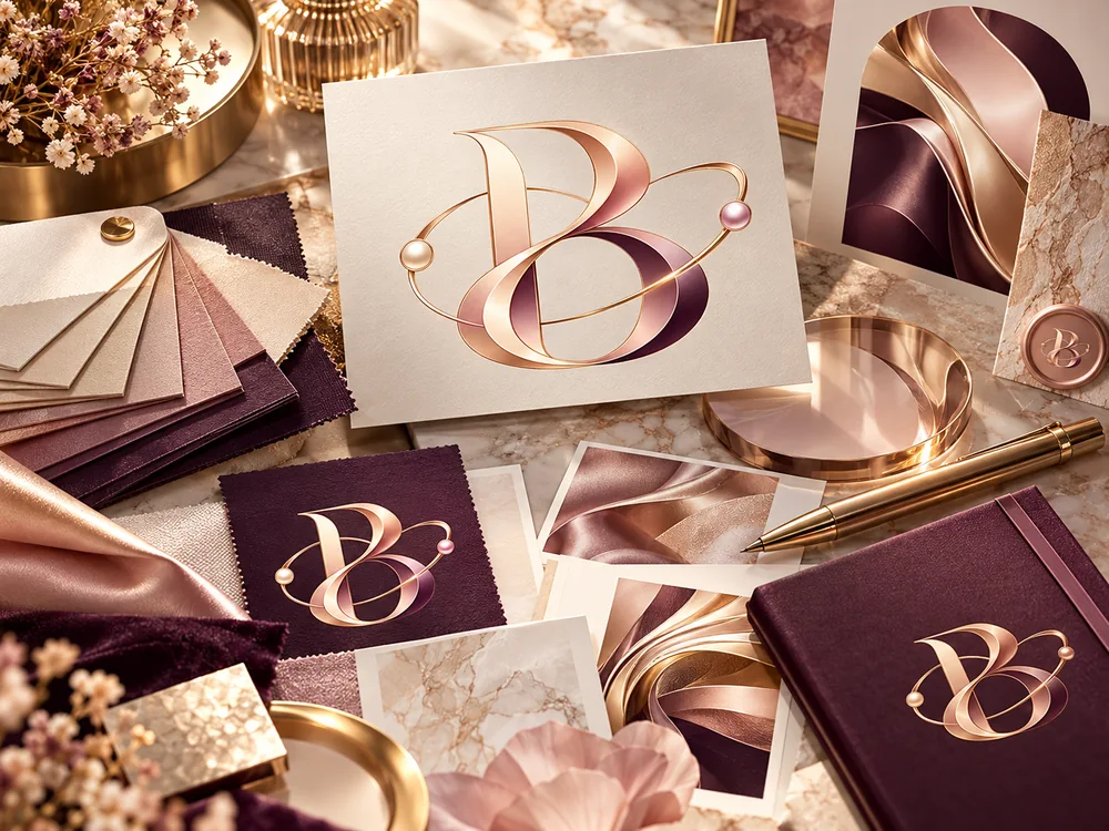 BUI Creative Labs studio moodboard with brand identity concepts and printed design materials