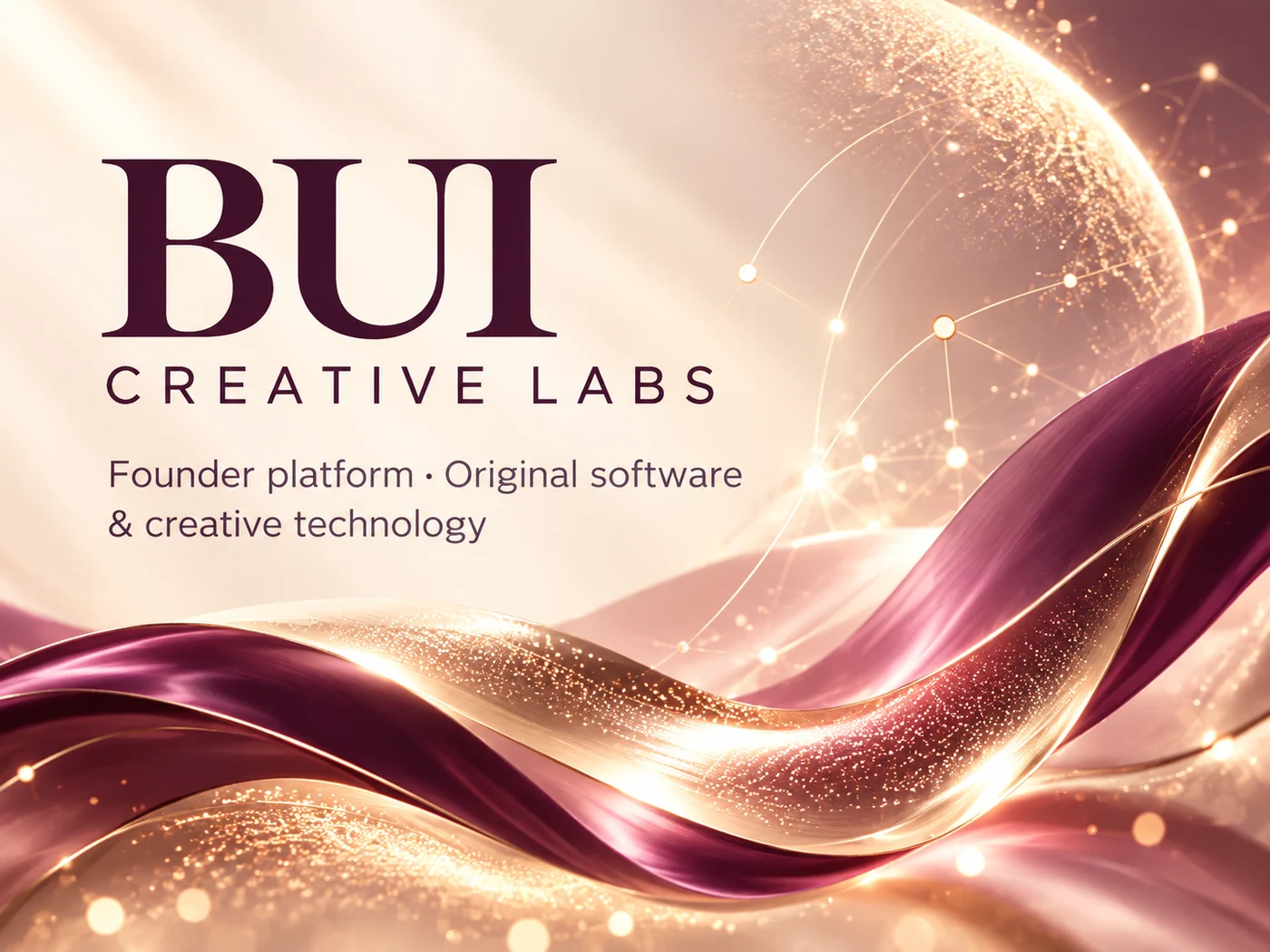 Plum and gold BUI Creative Labs creative technology artwork, shown in full